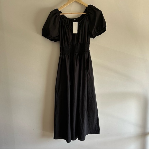 Uniqlo Black Volume Midi Dress Rushed - Picture 7 of 8